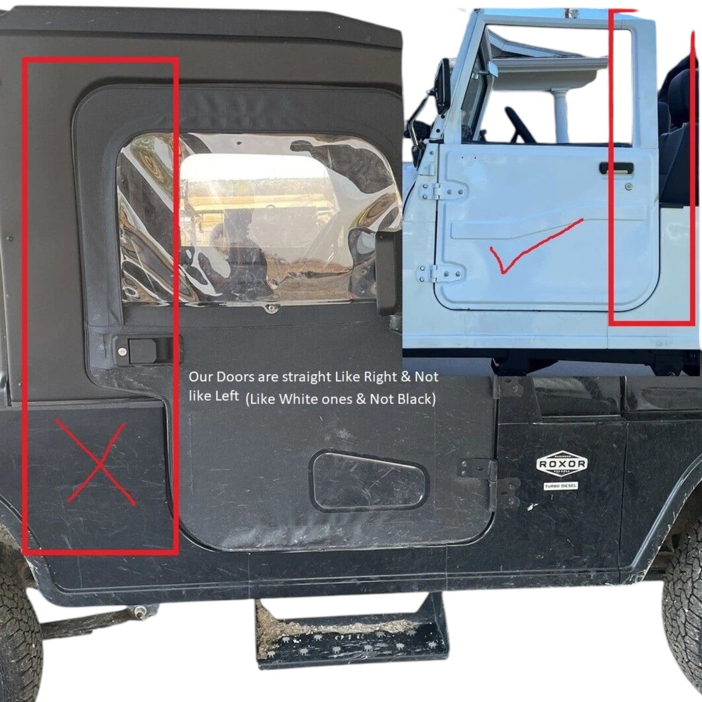 Mahindra ROXOR Two Door Set Right & Left Complete with Fittings Black/White – Refurbished
