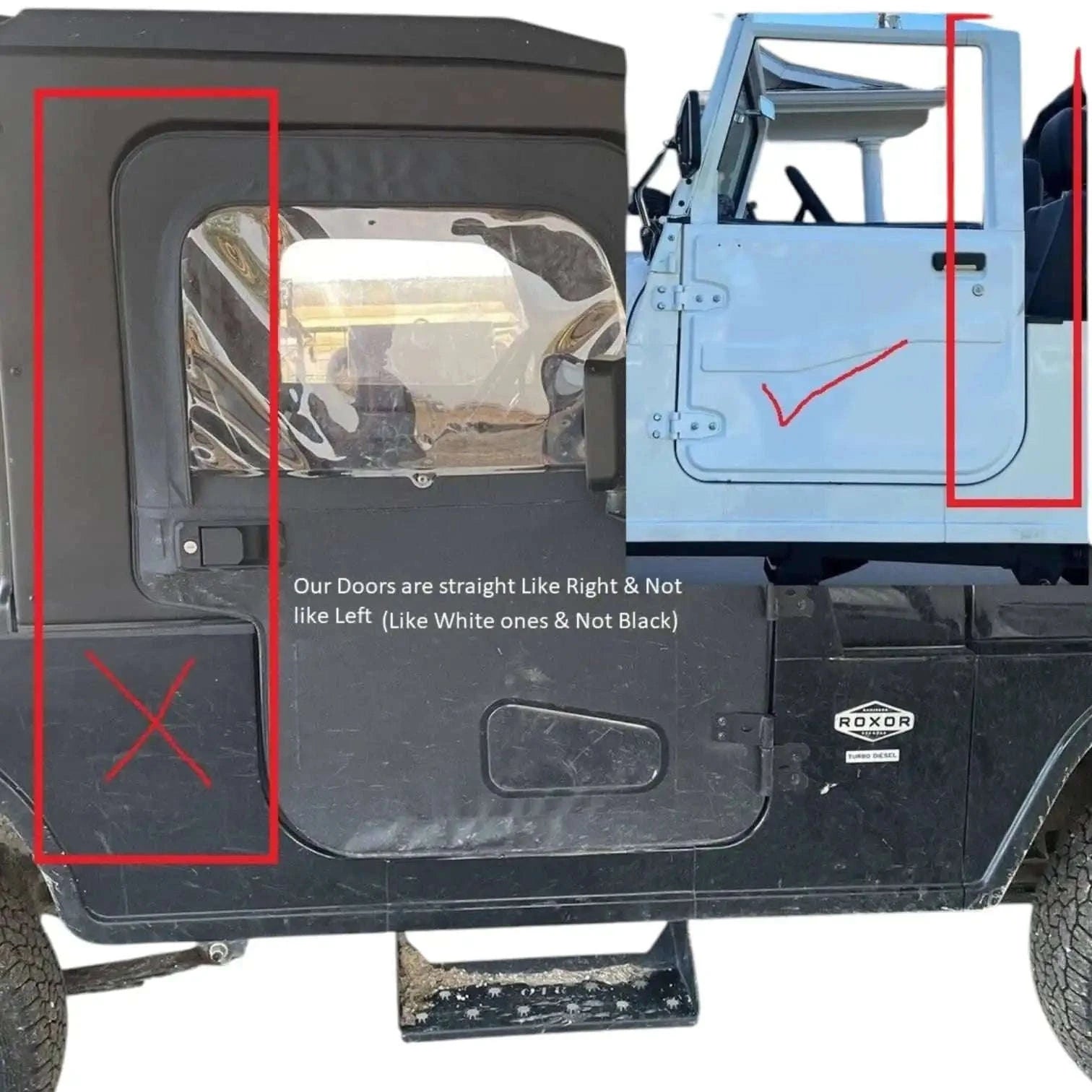 Mahindra ROXOR Two Door Set Right & Left Complete with Fittings Black/White – Refurbished