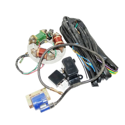 Flywheel conversion kit for electric bikes, includes wiring harness, and motor components for electric conversion bicycle kit