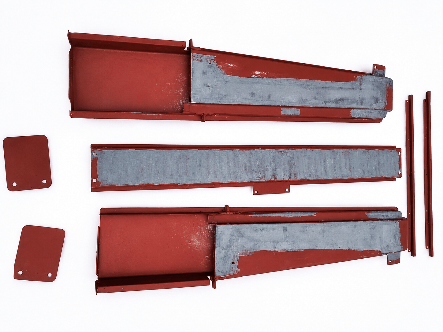 Heavy-duty half hard top components in red, ideal for electric conversion bicycle kit installation