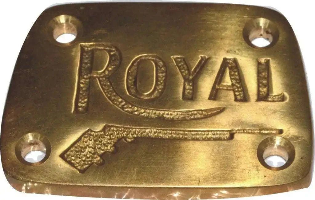 EFI Pure Brass Gun Logo Tappet Cover, durable brass material with gun design, perfect for vehicle customization