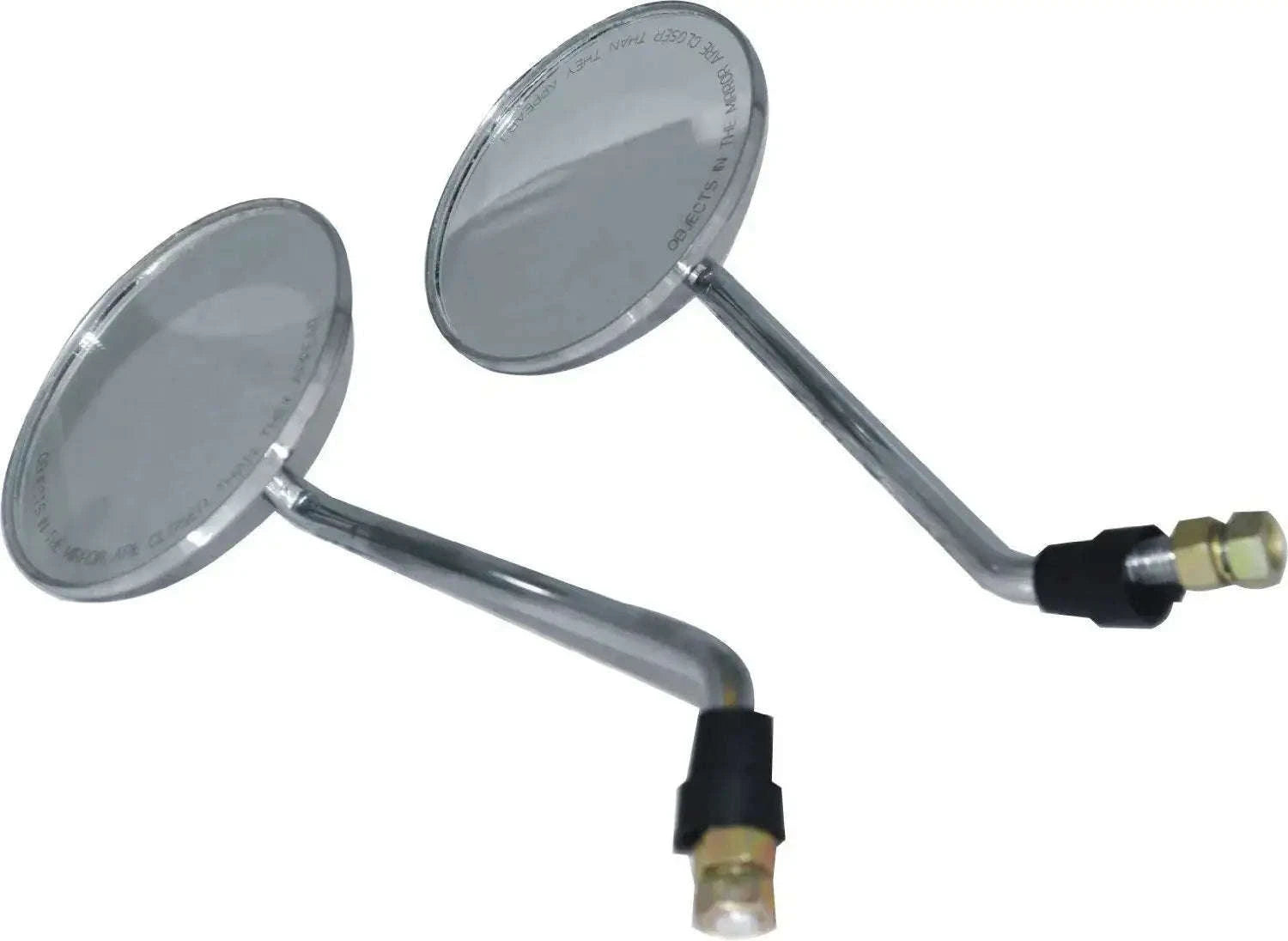 Pair of chrome motorcycle mirrors with adjustable arms for enhanced visibility on bikes