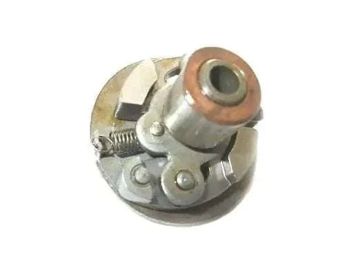 Contact breaker cam assembly with circular metal base and copper-colored bushing