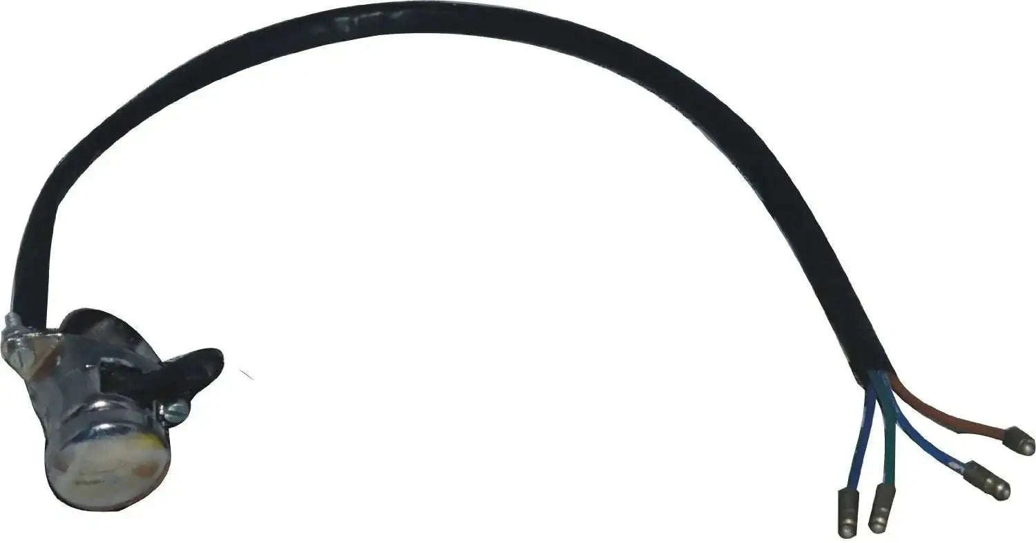 Metal horn dipper switch with chrome cap and black cable with three wire leads