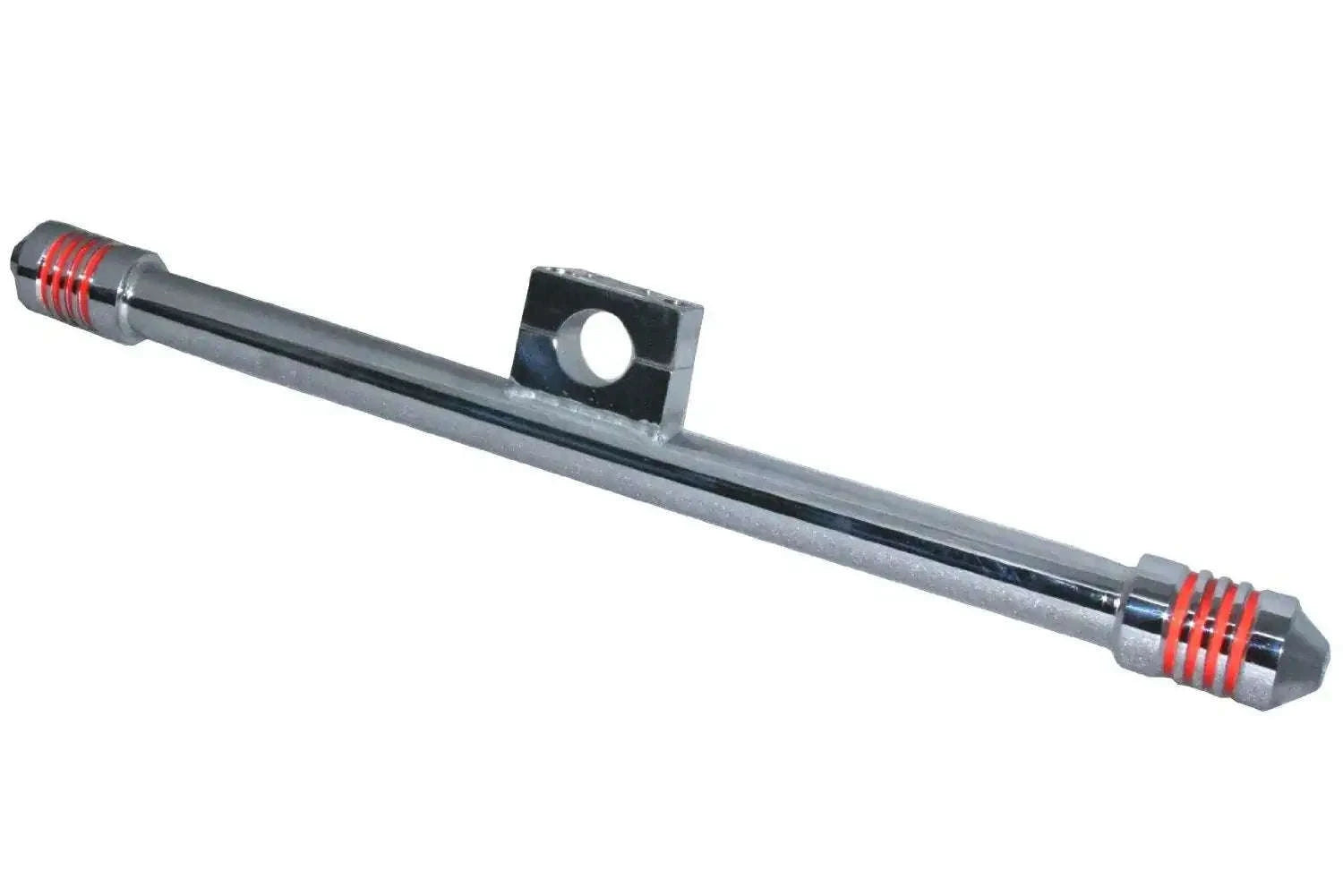 Front engine crash bar with mounting bracket, steel with red accent rings