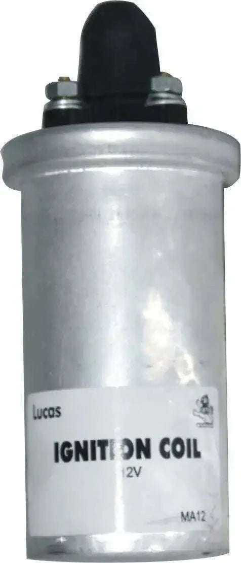 Lucas 12V ignition coil with black rubber boot and metal terminals