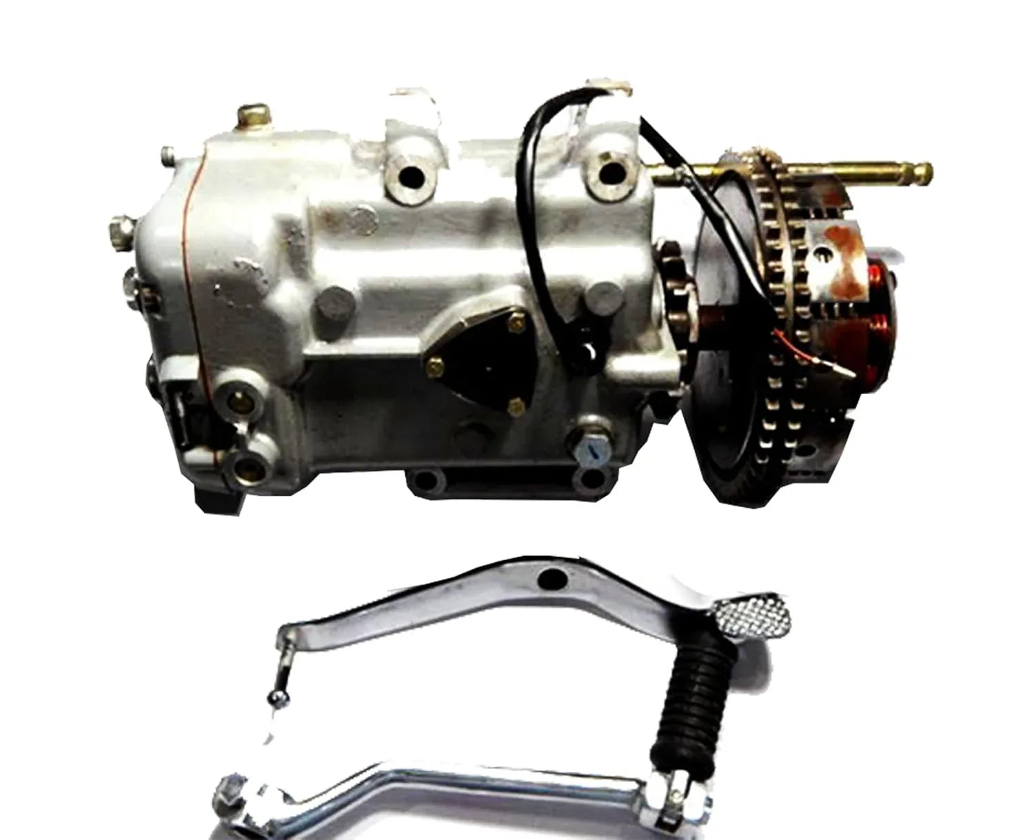 ENFIELD 5-speed gearbox with kick and gear levers, silver housing and levers