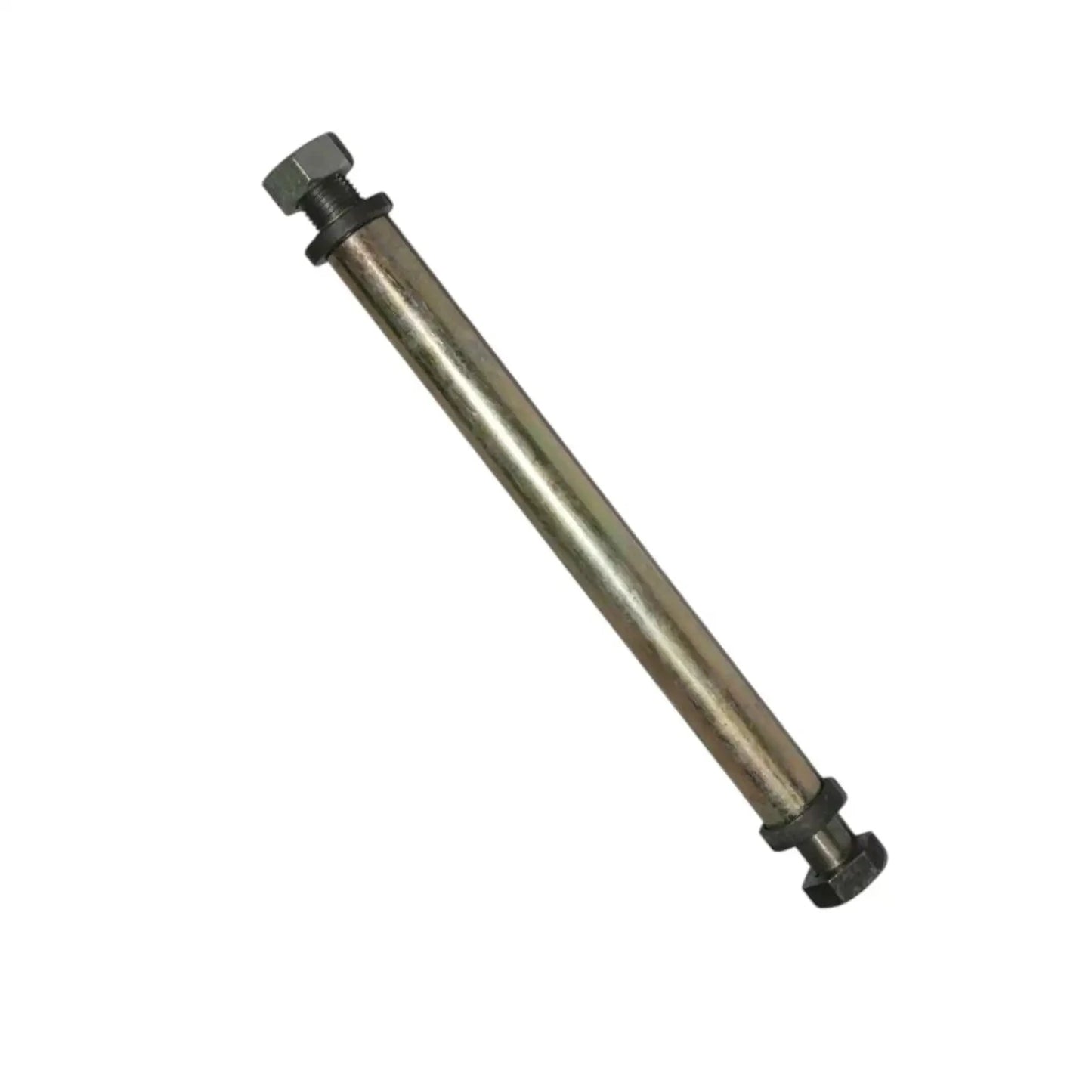 Axle mounting bolt with metal rod and dark hex end nuts