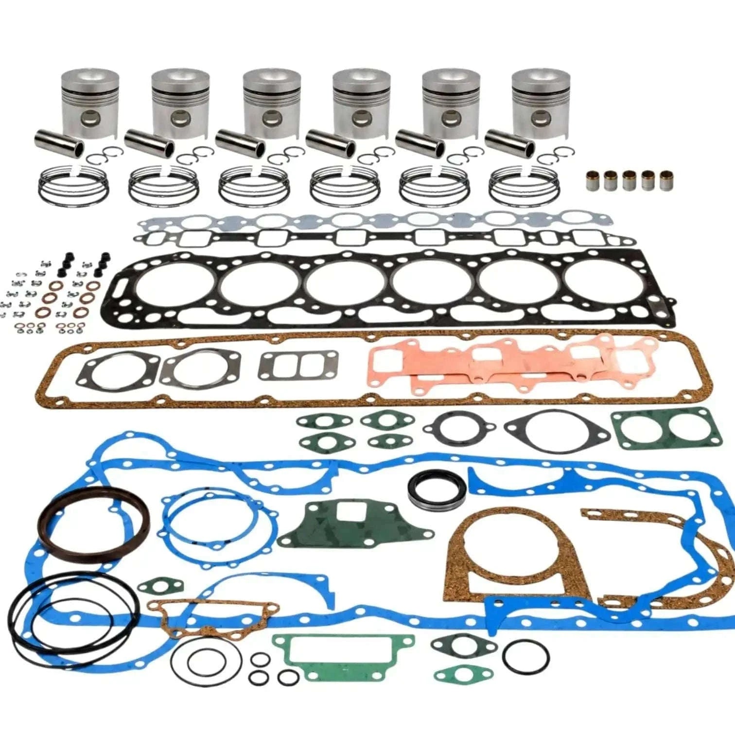 Caterpillar engine oil change kit with gaskets, piston rings, and seals for comprehensive engine maintenance
