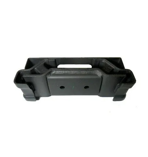 Engine mount mounting bracket with dark frame and metal plate, two bolt holes