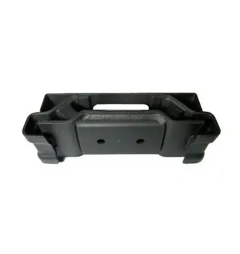 Engine mount mounting bracket with dark frame and metal plate, two bolt holes
