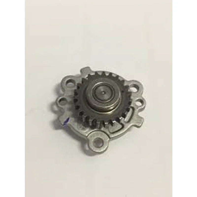 Metal oil pump assembly with circular inlet and mounting holes