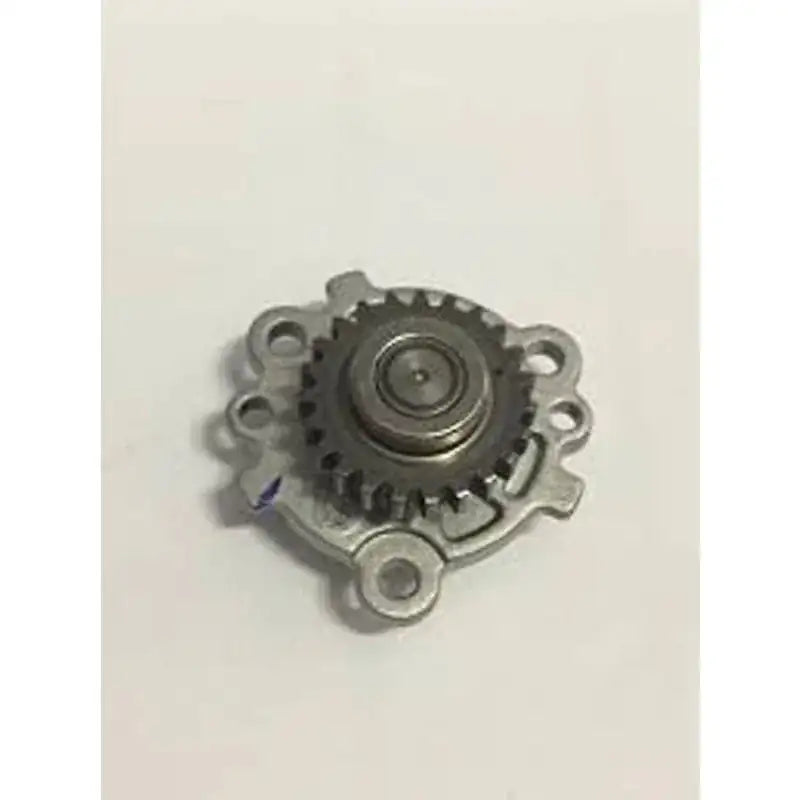 Metal oil pump assembly with circular inlet and mounting holes