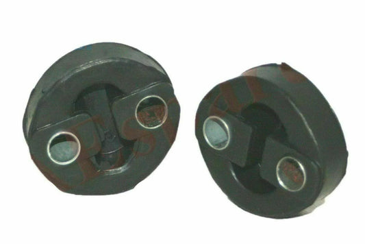 Exhaust silencer rubber mounting set with two round mounts and metal inserts