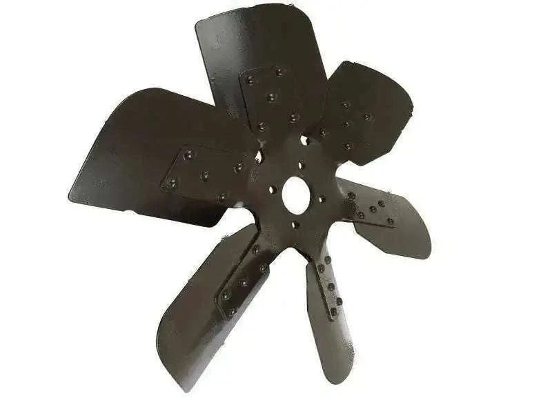 Steel tractor fan blade, 6 dark blades with center hub mounting holes