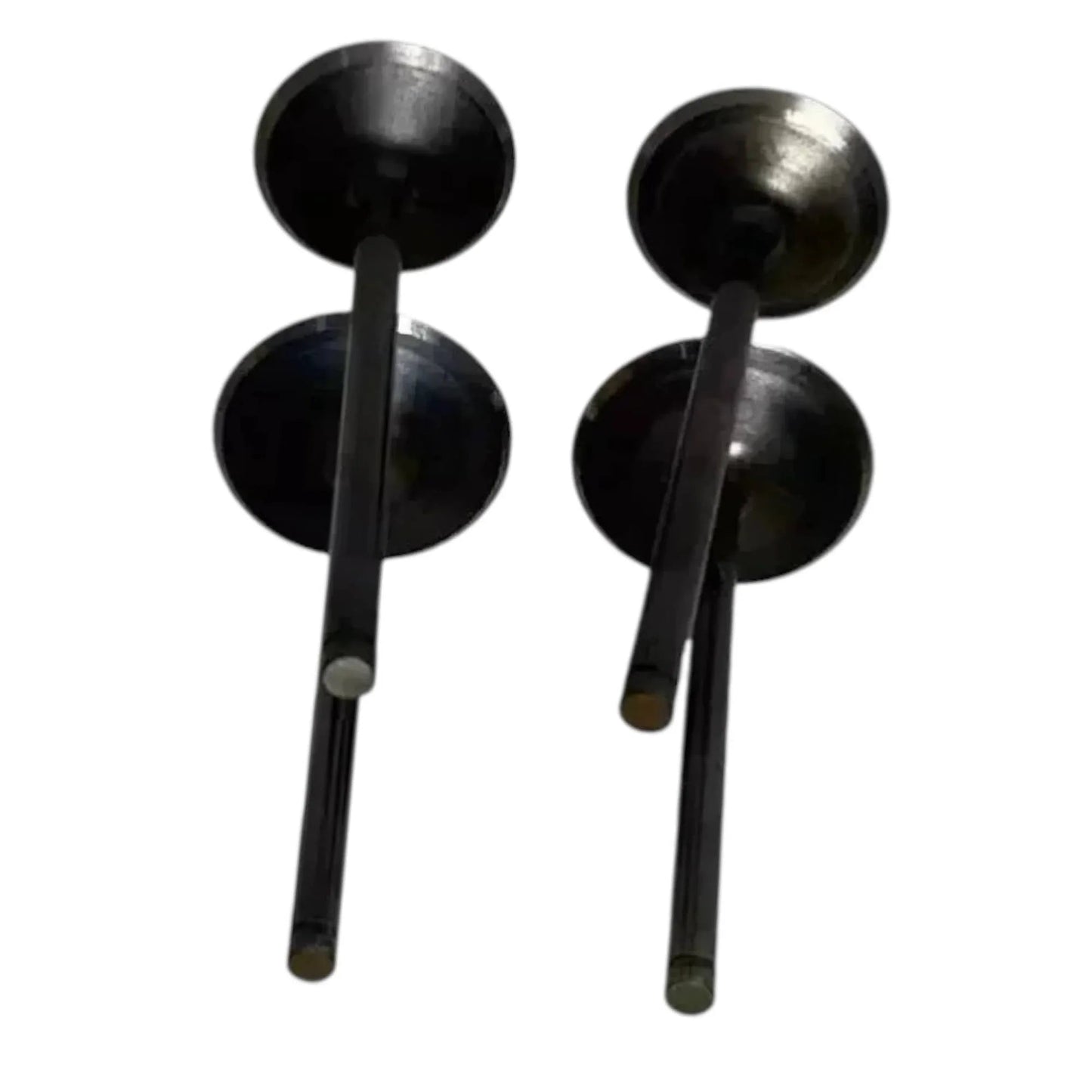 Intake and exhaust valve kit, two metal valve heads with stems, dark finish