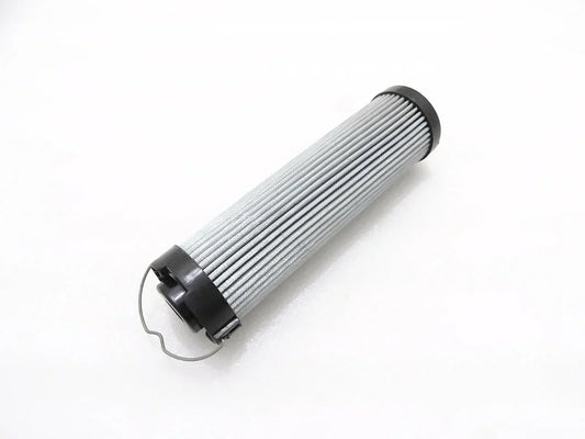 Cylindrical hydraulic filter element with pleated media and end caps