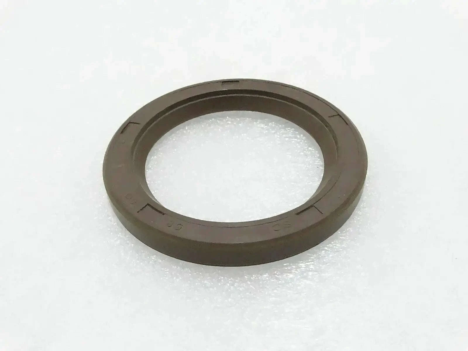Oil seal ring, dark brown rubber, circular with outer lip