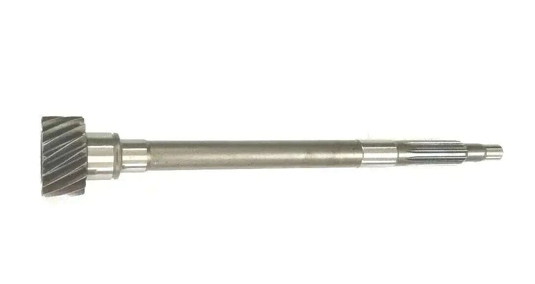 Metal clutch shaft with gear teeth and splined end, cylindrical shaft