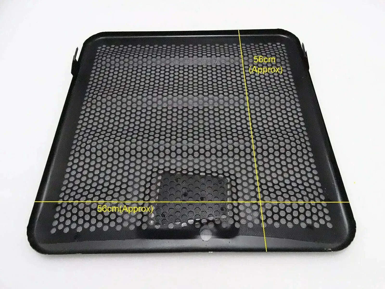 Square black front grill insert with perforated mesh and side frame