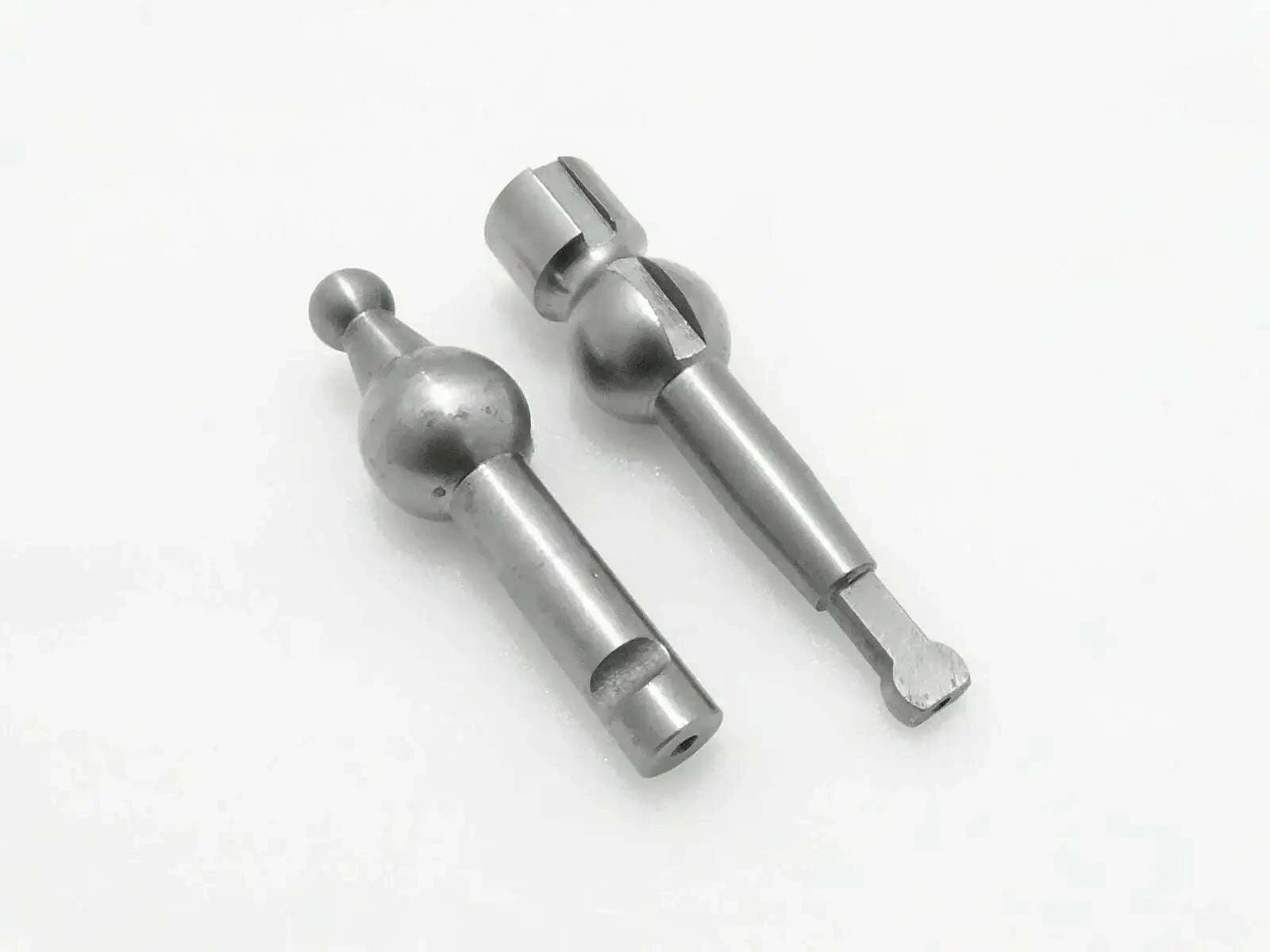 Gear shift lever pair, silver metal with ball and threaded ends