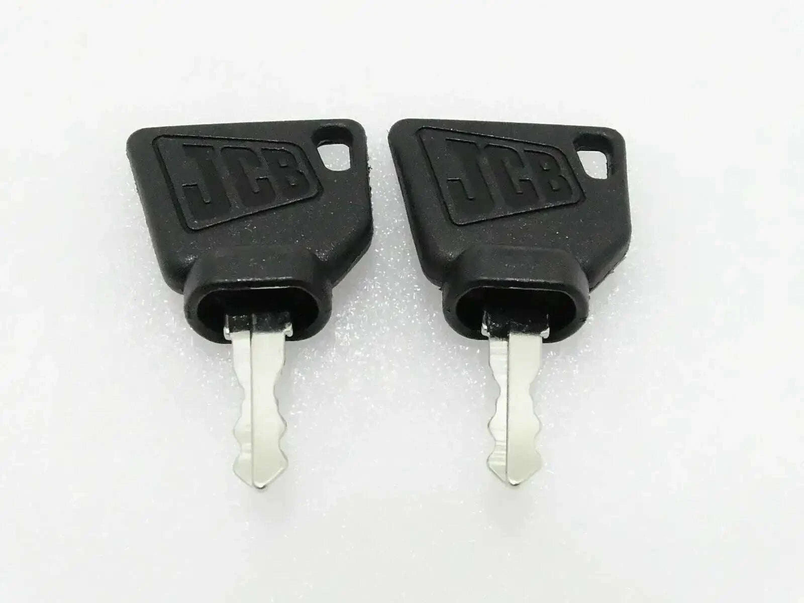 Pair of JCB 3CX ignition keys, durable plastic head, metal key, fit JCB machinery
