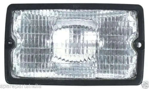 Rectangular front working light with clear glass lens and built-in bulb