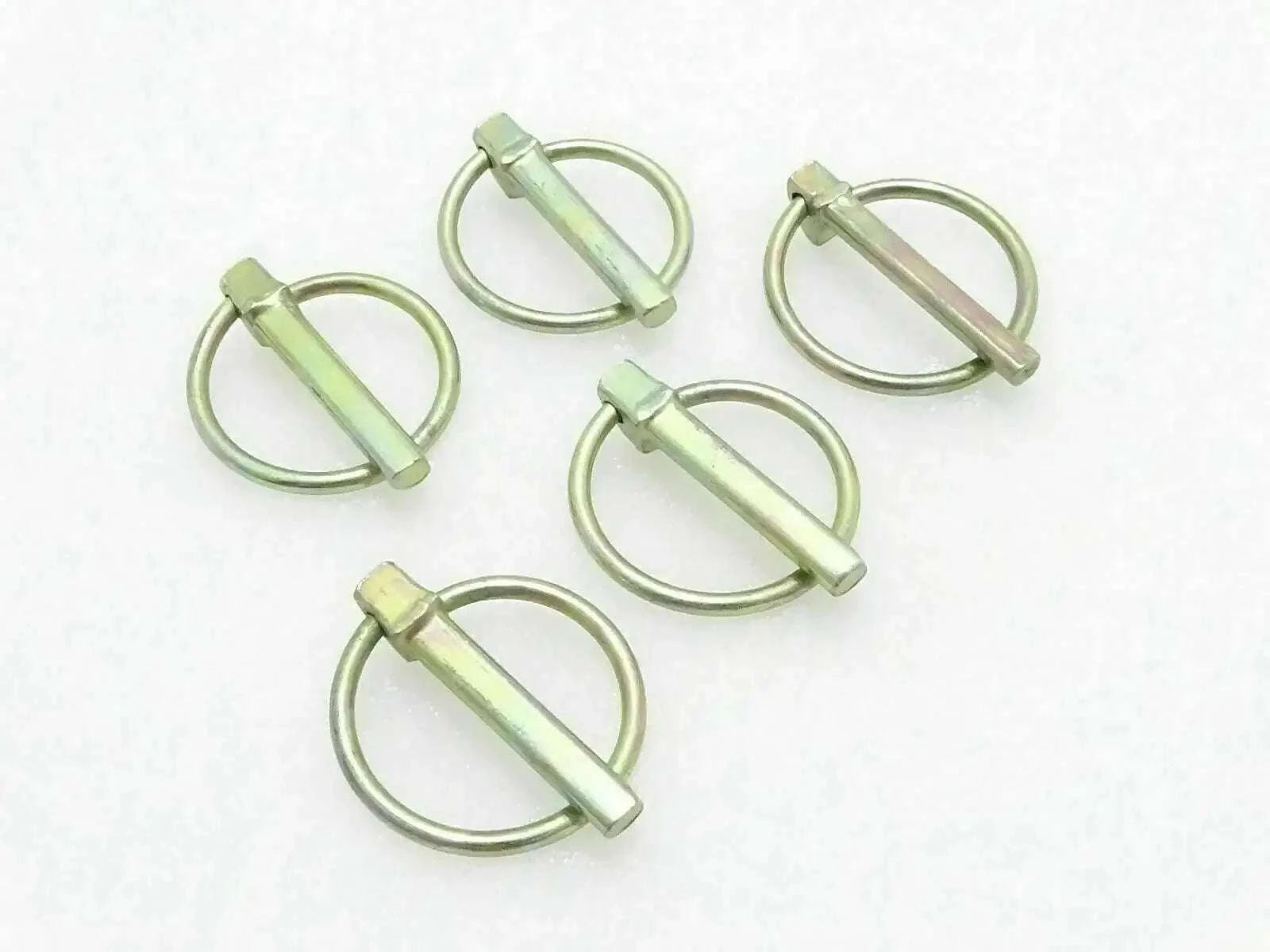 5-pack metal lynch pins with split rings, light green coating