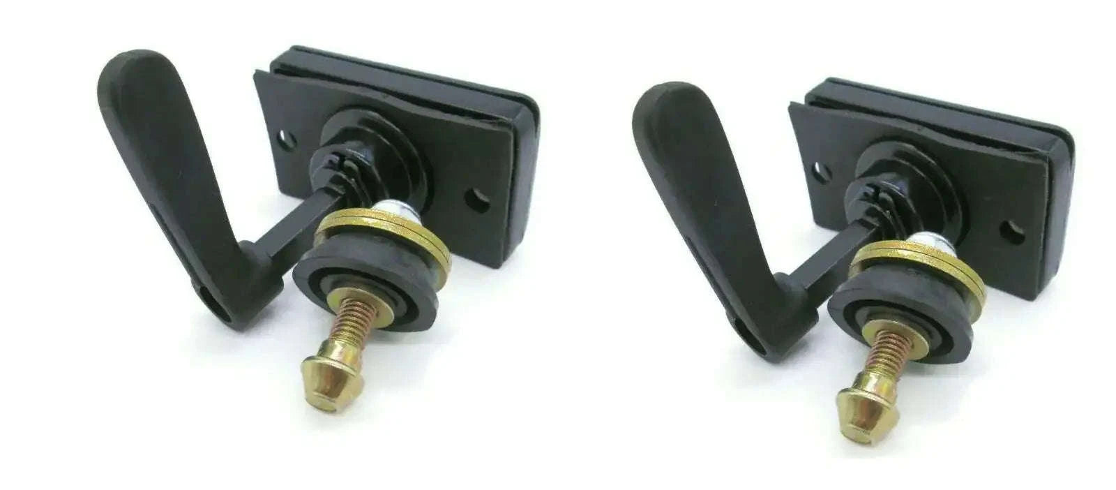 Black window latch catch with threaded bolt, two-piece set