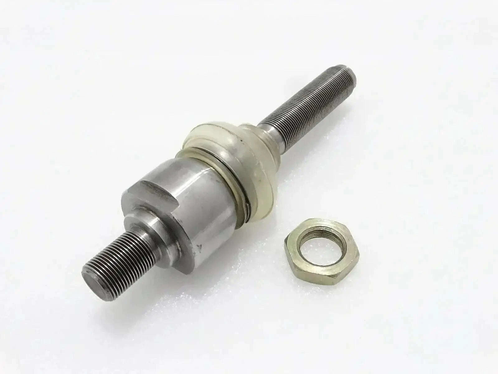 Ball joint track rod assembly with threaded ends and metal collar