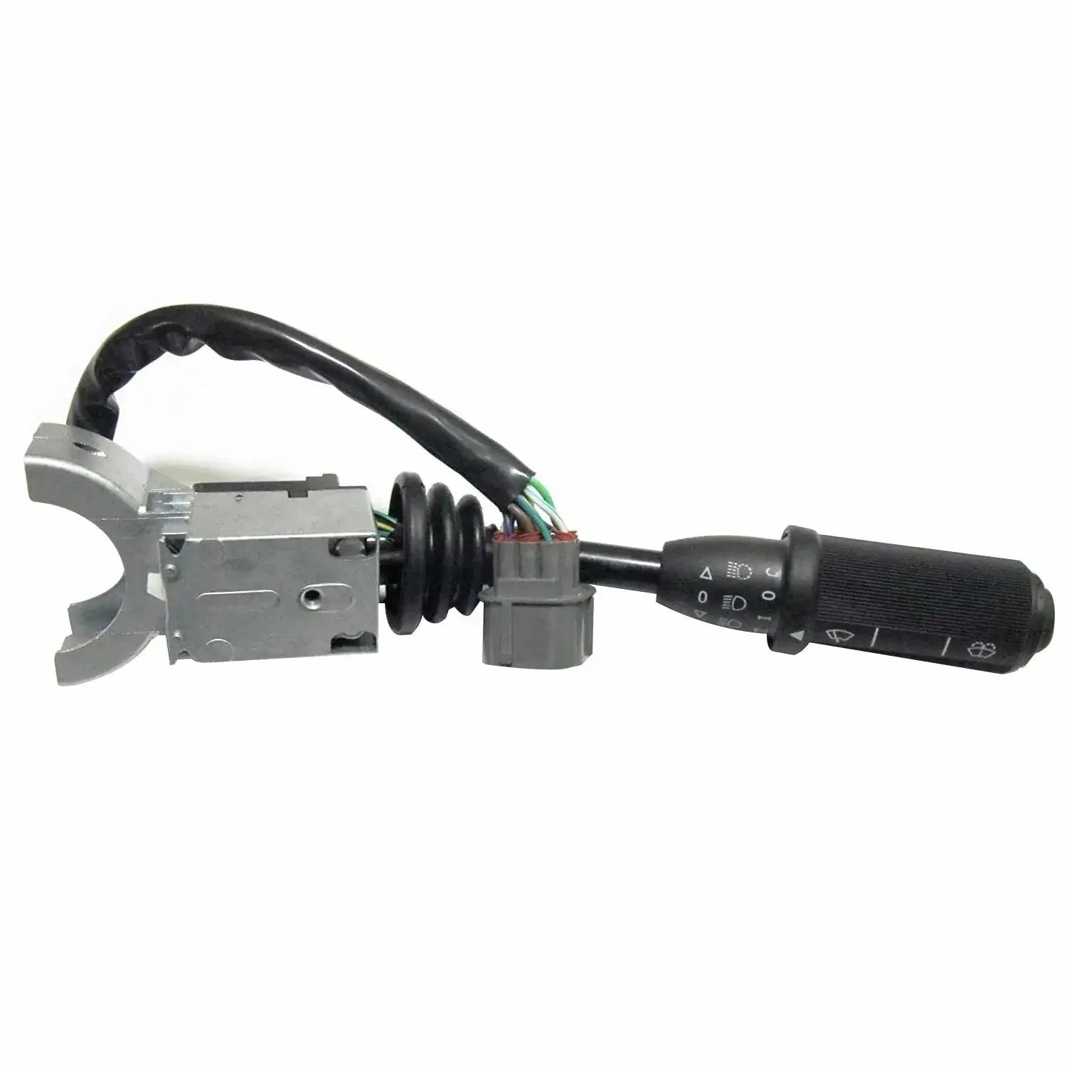Vehicle combination switch with black handle, forward/reverse selector and wiring harness