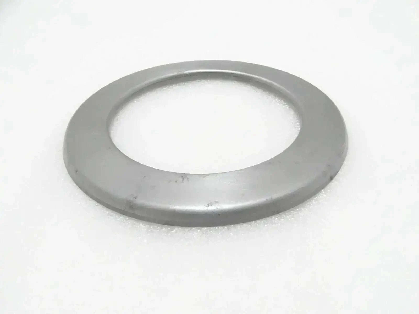 Gray metal hub seal cover ring with center hole, part 458/20403