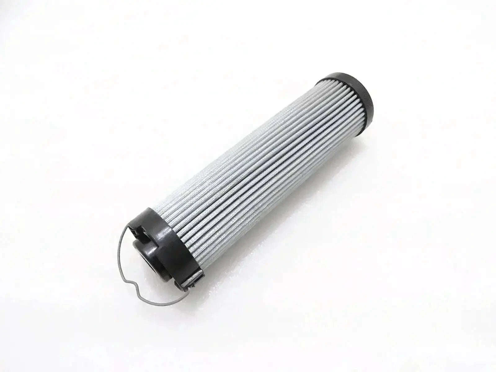 Cylindrical hydraulic filter element with pleated media and end caps