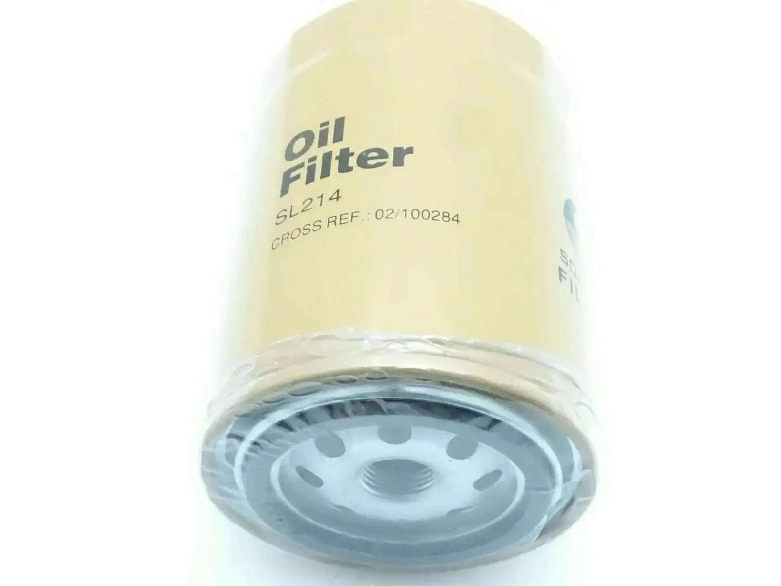 Hydraulic oil filter, light beige canister with metal base and center hole