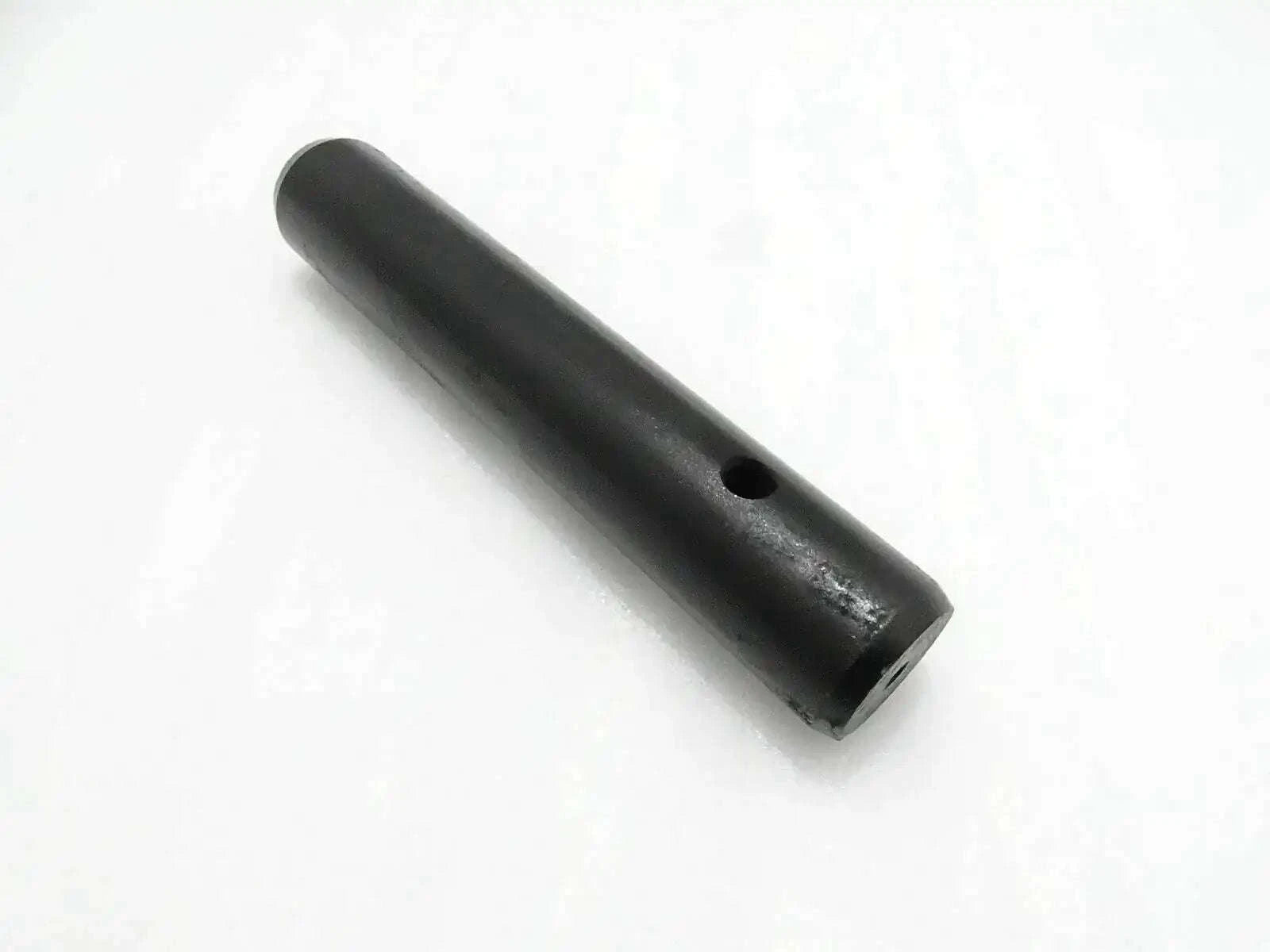 Black metal pin with side hole for mini digger attachment