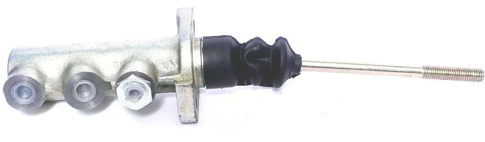 Brake master cylinder with threaded rod and rubber boot