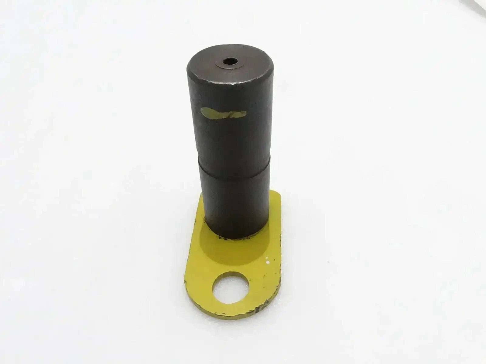 Metal shovel pin with yellow mounting plate and central hole