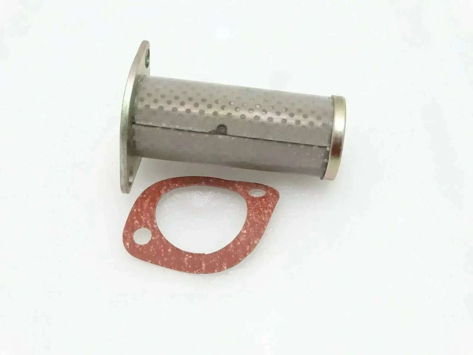 Suction strainer screen with metal flange and red gasket