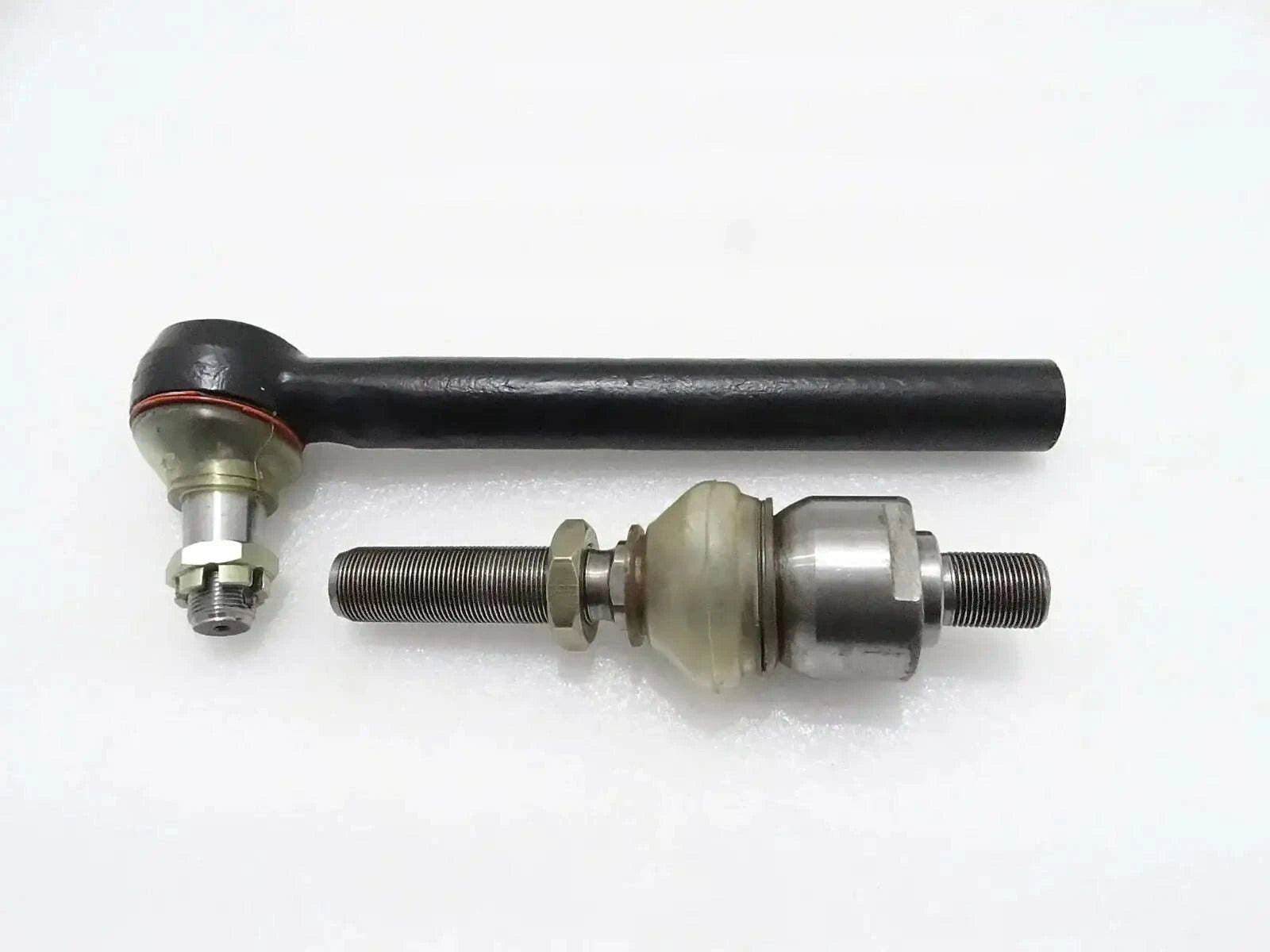 Track rod assembly with black rod and metal ball joint ends