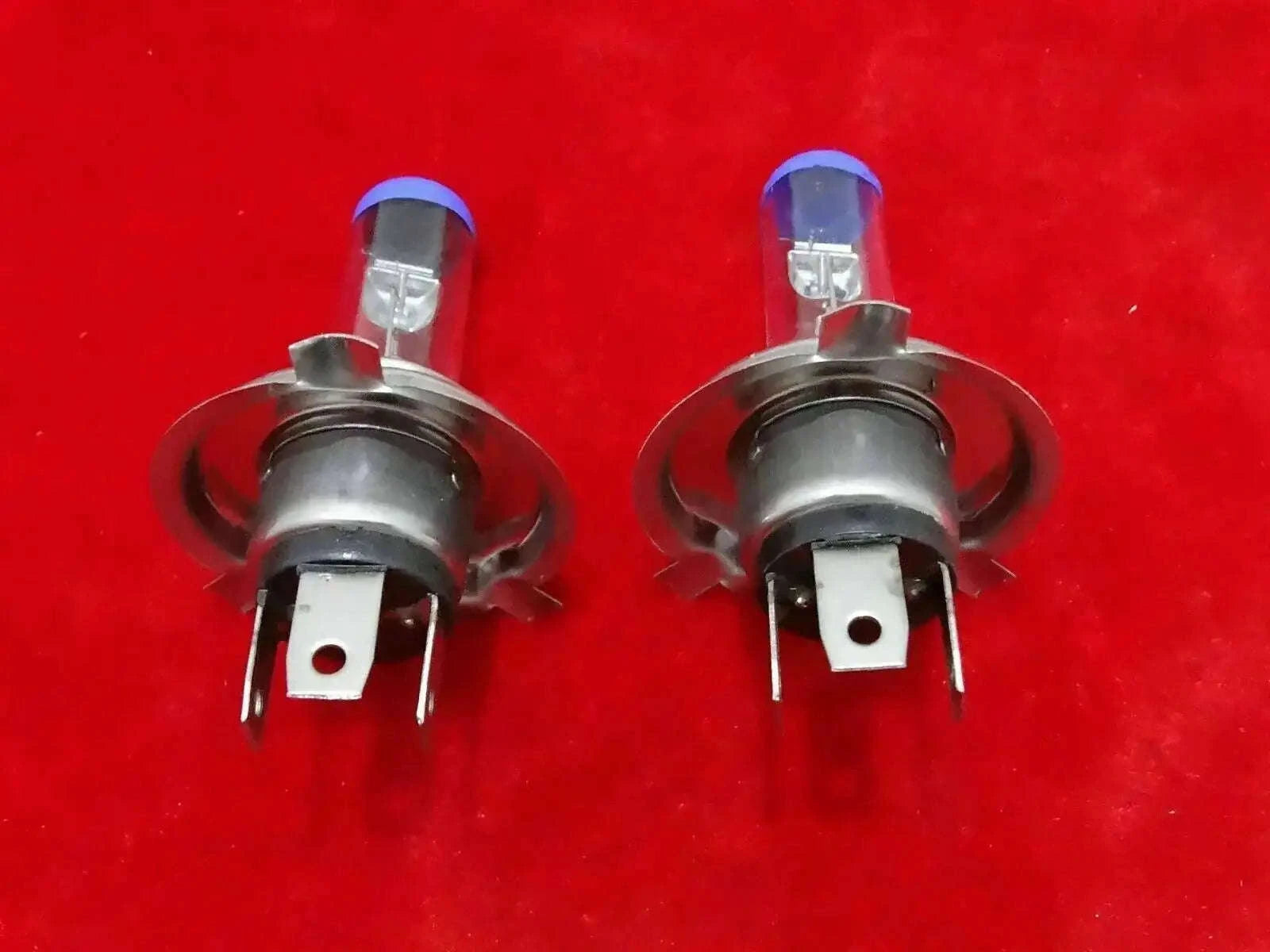 H4 halogen conversion light bulbs with metal base, two-pack, clear glass cap