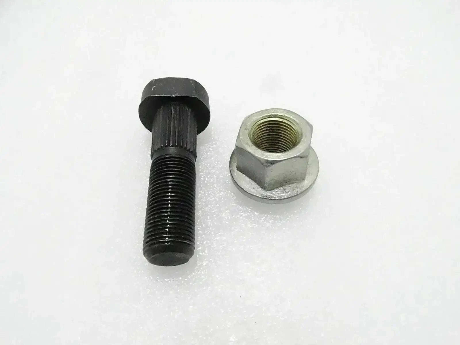 Wheel stud and wheel nut set with black threaded stud and silver hex nut