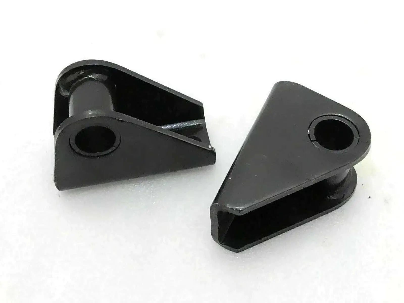Suspension shackle bracket, dark gray metal with two bolt holes
