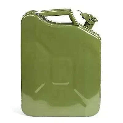 Green plastic jerry can with handle and spout
