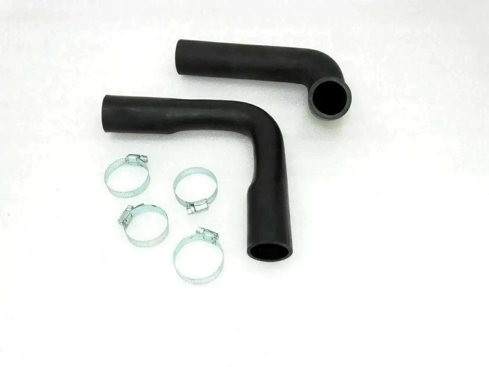 Black radiator hose set with metal fixing clamps