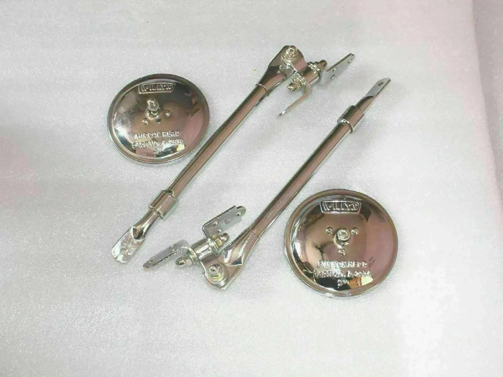 Chromed round mirrors with adjustable arms, pair