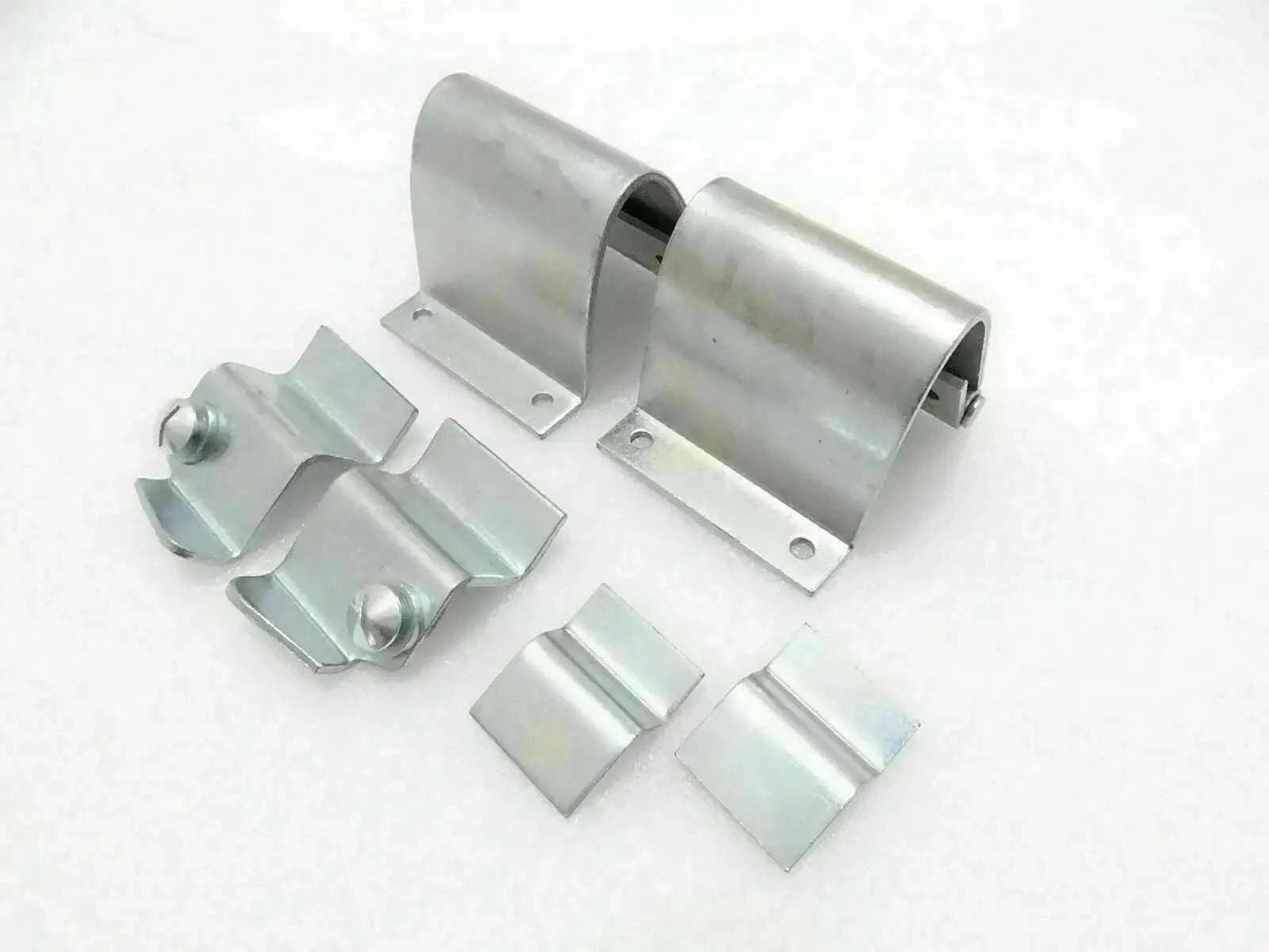 Windshield frame hinge set with brackets, silver metal