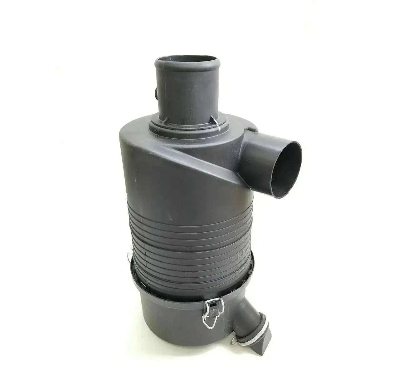 Tractor air cleaner housing with intake and outlet tubes, dark plastic