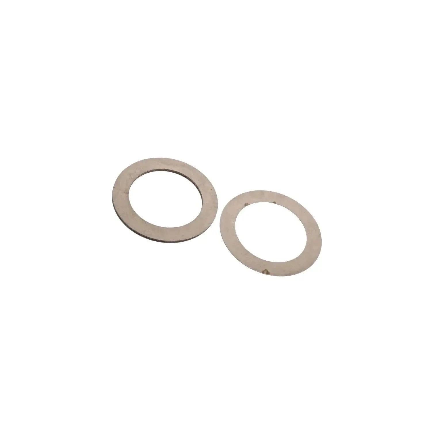 Bevel gear washer pair with two metal flat washers, one larger than the other