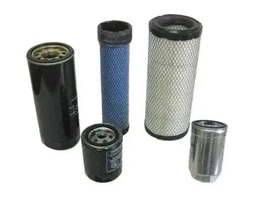 Tractor filter cartridge set, five cylindrical filters with metal end caps