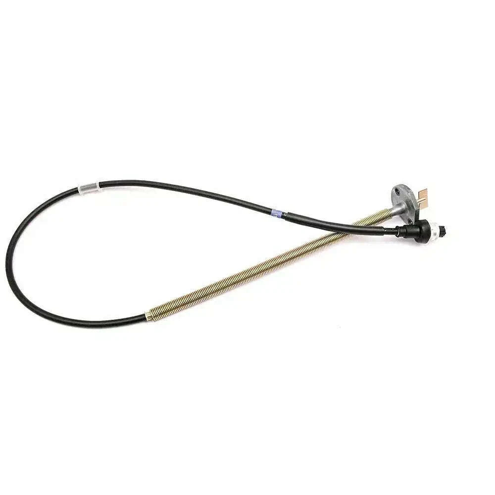 Tractor hour meter cable with black wire, braided section, and metal connector